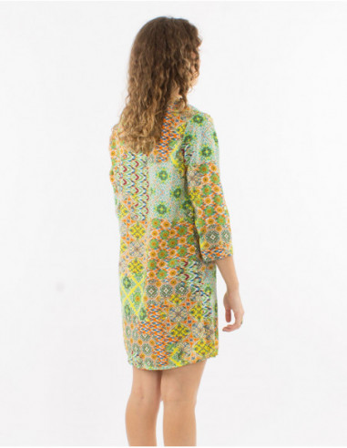 Dress shirt straight patchwork print