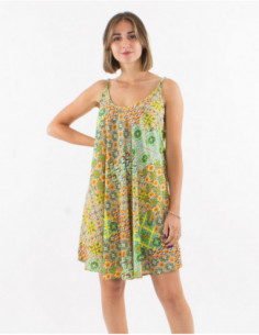 Robe d'été évasée motif patchwork coloré