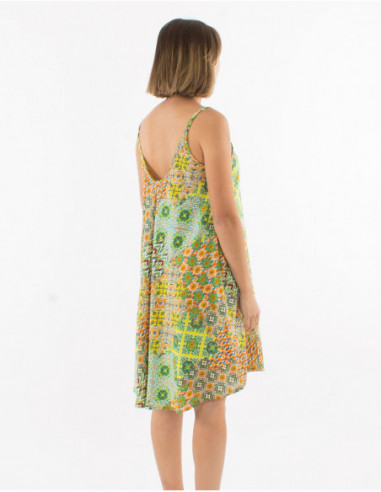 Robe d'été évasée motif patchwork coloré