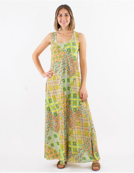 Robe longue de plage azteque bariolee