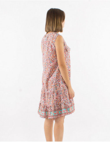 Floral bohemian flare shirt dress