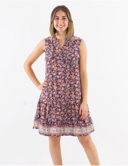 Floral bohemian flare shirt dress