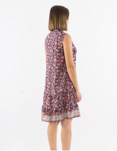 Robe chemise évasée bohème fleurie