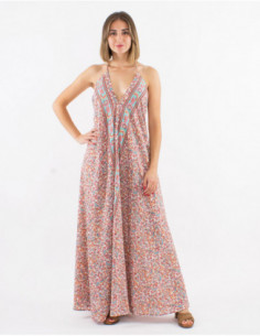 Robe longue dos nu motif liberty 2