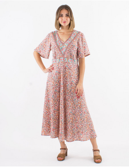 Romantic floral bouquets midi dress