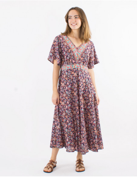 Romantic floral bouquets midi dress
