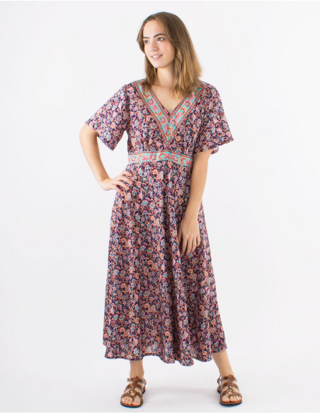 Romantic floral bouquets midi dress