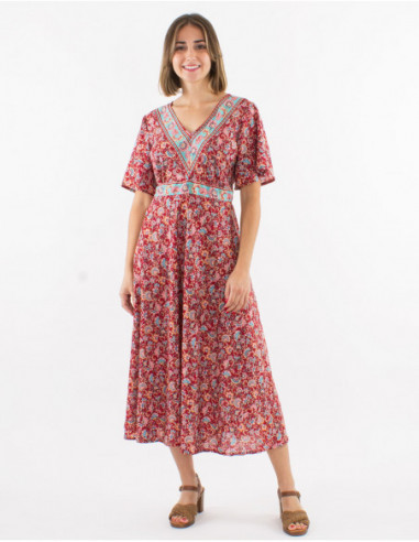 Romantic floral bouquets midi dress