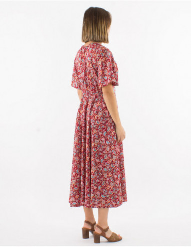Romantic floral bouquets midi dress