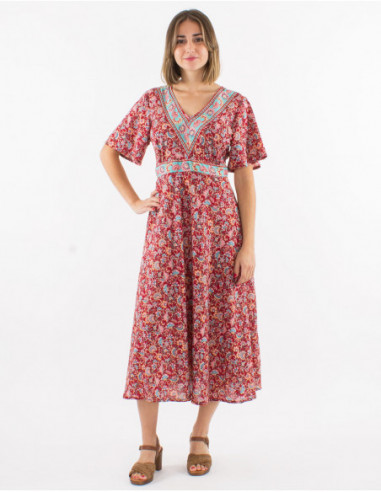 Robe midi romantique bohème liberty