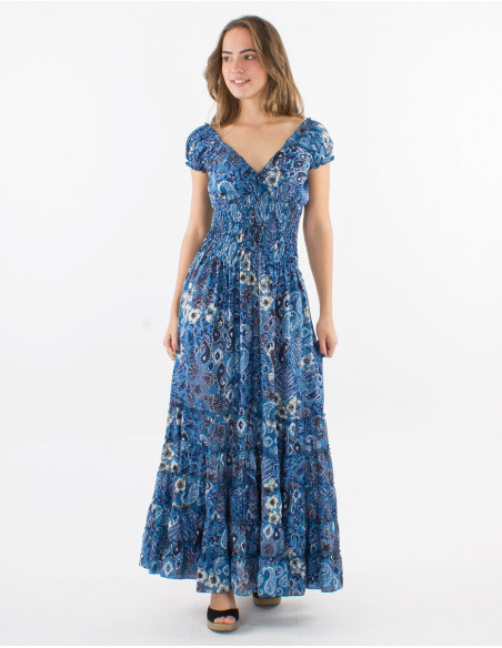 Long boho dress smock at the waist