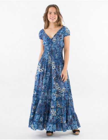 Long boho dress smock at the waist