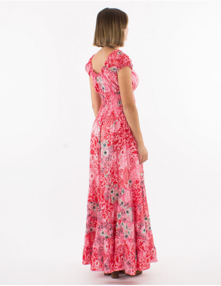 Robe longue ethnique smock à la taille