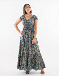 Long dress ruffled paisley pattern