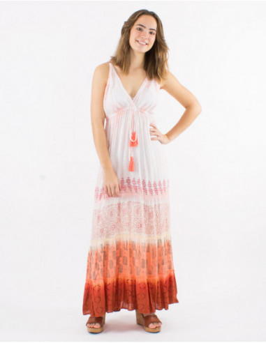 Robe longue d'été motifs Maori Tie Dye