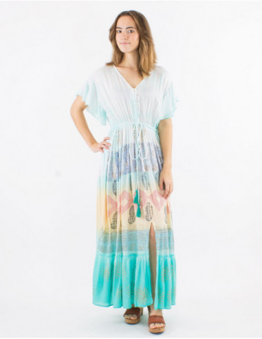 Robe de plage viscose Tie Dye Maori