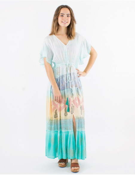 Robe de plage viscose Tie Dye Maori