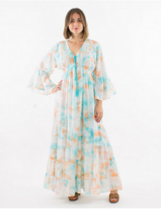Robe longue boho Tie Dye avec perles