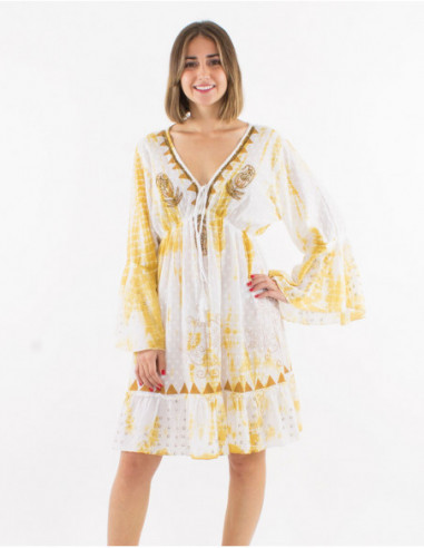 Robe de plage tie and dye avec perles