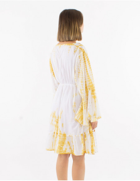 Tie and dye beach dress with pearls