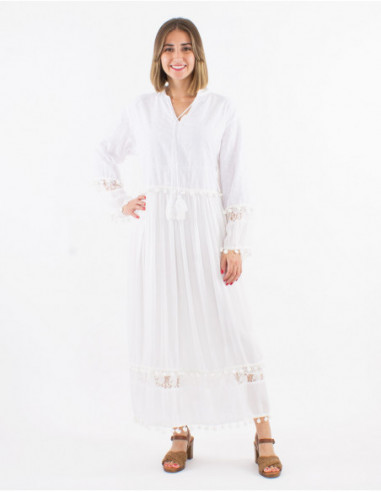 Romantic long dress with tassels