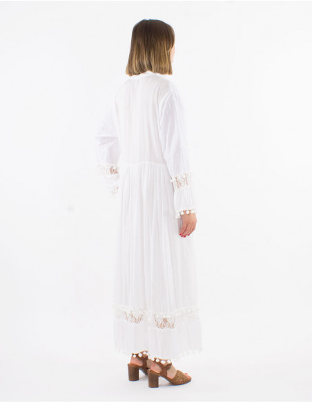 Robe longue romantique avec pompons