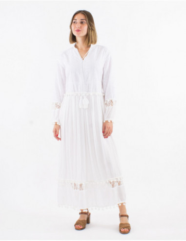 Romantic long dress with tassels