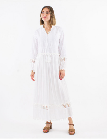 Romantic long dress with tassels