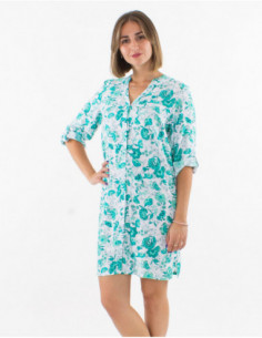 Floral bohemian viscose shirt dress 2