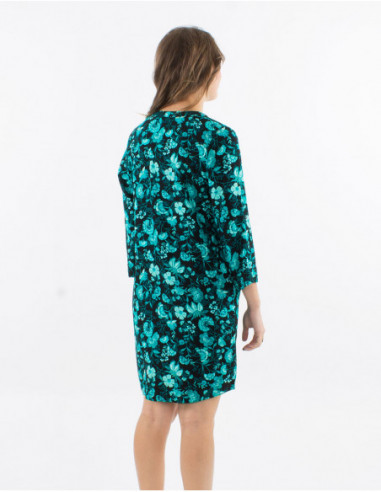 Floral bohemian viscose shirt dress