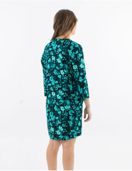 Floral bohemian viscose shirt dress