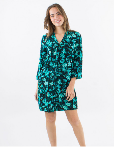 Robe chemise en viscose bohème floral