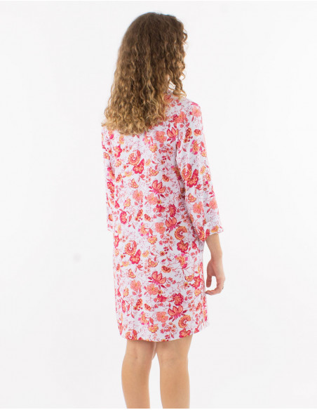 Robe chemise en viscose bohème floral