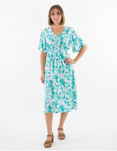Short sleeves boho fitted dress