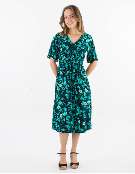 Short sleeves boho fitted dress