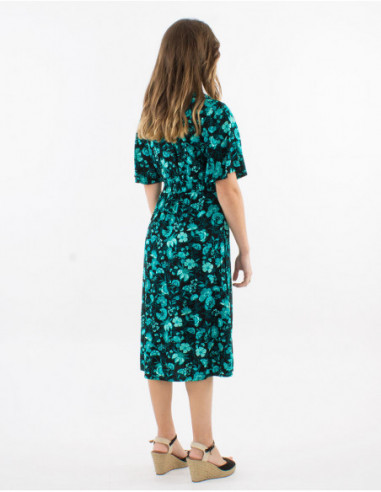 Short sleeves boho fitted dress