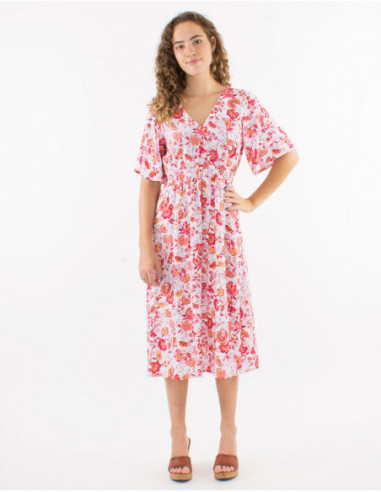 Short sleeves boho fitted dress