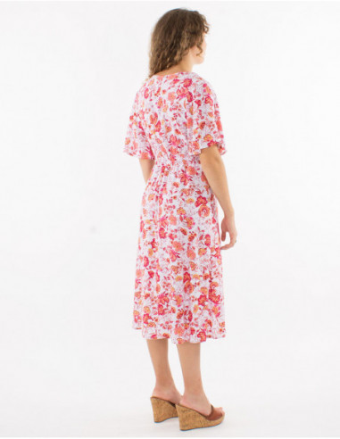 Short sleeves boho fitted dress