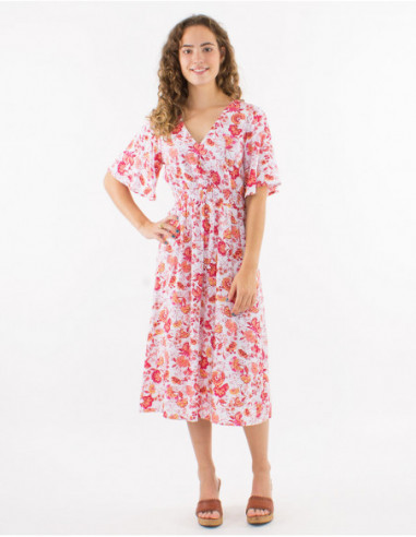 Short sleeves boho fitted dress