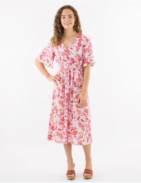 Robe cintrée manches courtes bohème