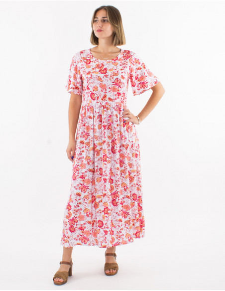 Robe midi à manches courtes bohème