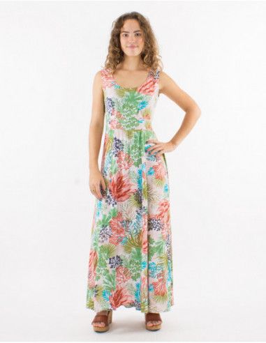 Robe longue confortable motif tropical