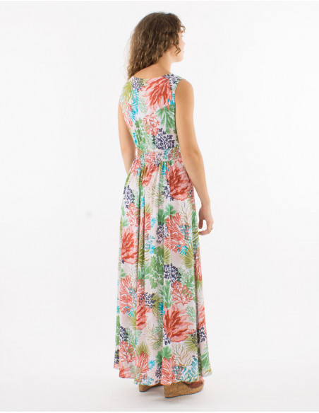 Long dress comfortable tropical pattern