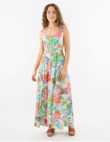 Long dress comfortable tropical pattern