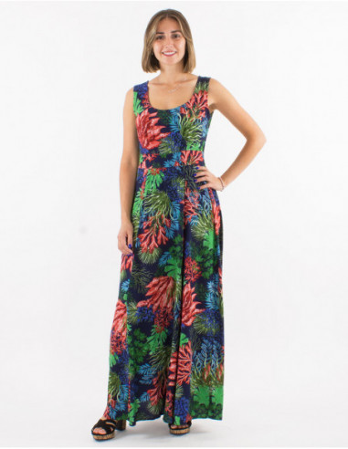 Robe longue confortable motif tropical