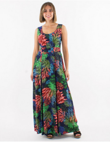 Long dress comfortable tropical pattern