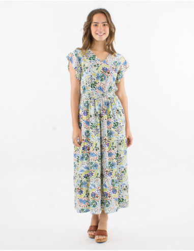 Midi dress with flounces boho pastels