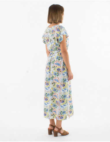 Robe longue pastel motif cachemire