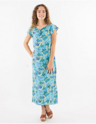 Robe longue pastel motif cachemire