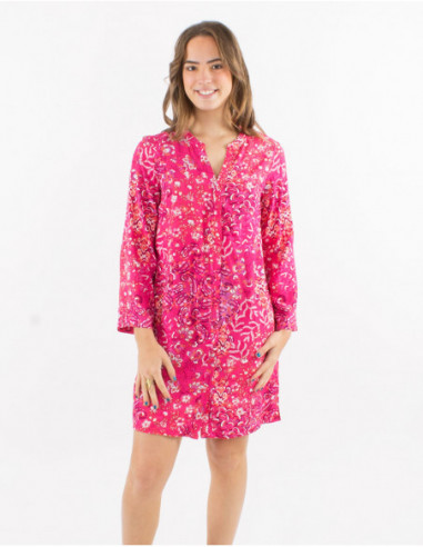Abstract cashmere shirt dress